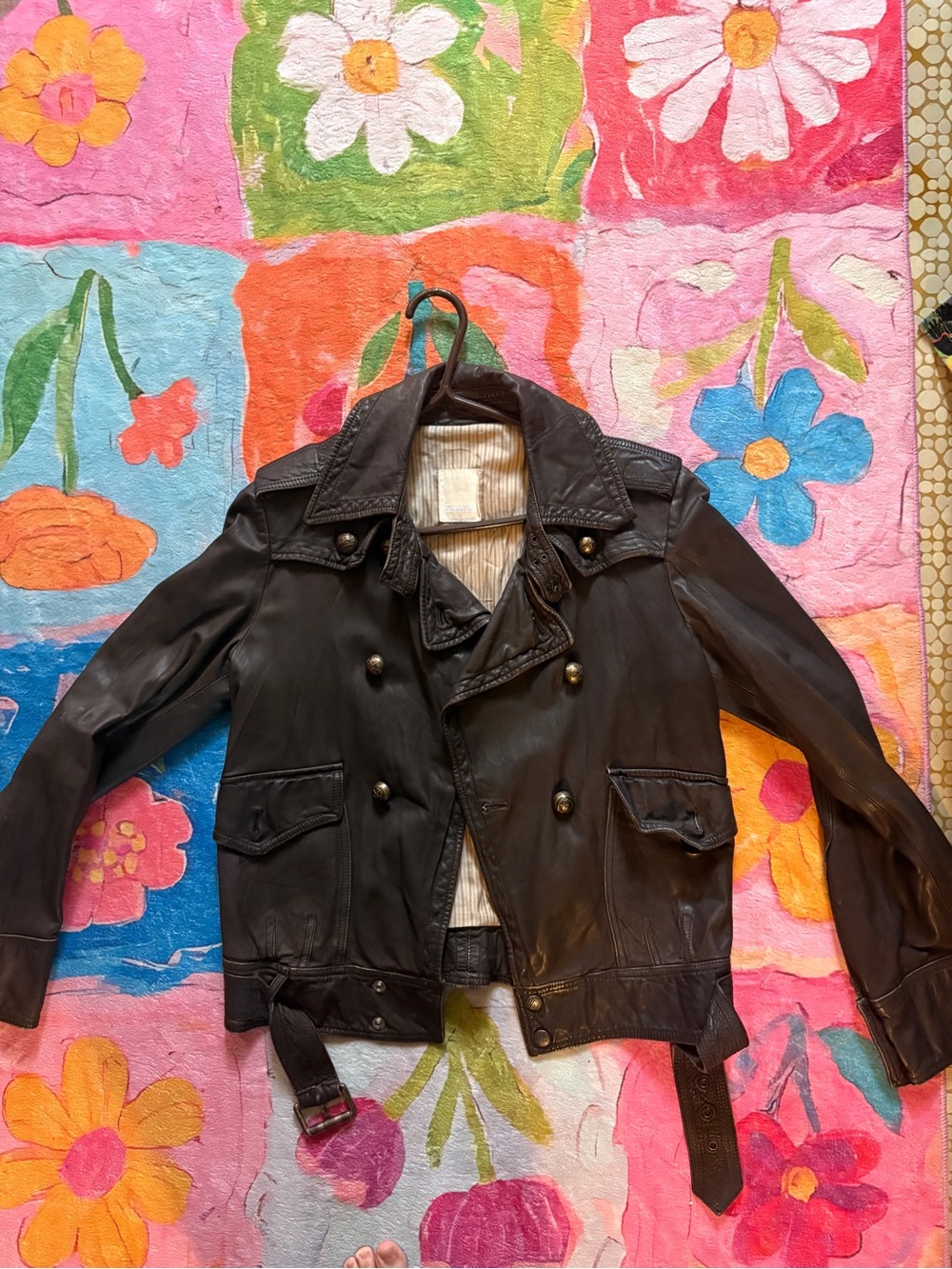 Archive Diesel Made in Italy 100% Genuine Leather Pirate Military Jacket